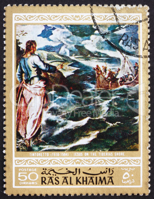 Postage stamp Ras al-Khaimah 1970 Christ at the Sea of Galilee,