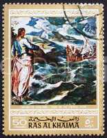 Postage stamp Ras al-Khaimah 1970 Christ at the Sea of Galilee,