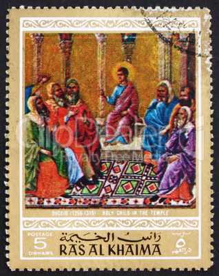 Postage stamp Ras al-Khaimah 1970 Jesus in the Temple, Painting