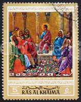 Postage stamp Ras al-Khaimah 1970 Jesus in the Temple, Painting