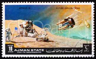 Postage stamp Manama 1972 Moon-landing, Apollo 15