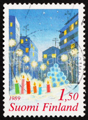 Postage stamp Finland 1981 Candles in the Snow, Christmas