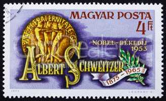 Postage stamp Hungary 1975 Dr. Albert Schweitzer, Nobel Peace Pr