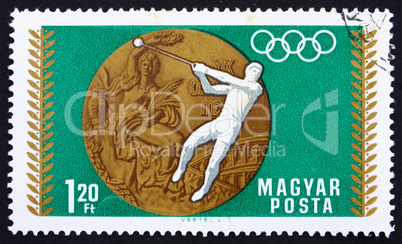 Postage stamp Hungary 1969 Hammer Throwing, Olympic sports, Mexi