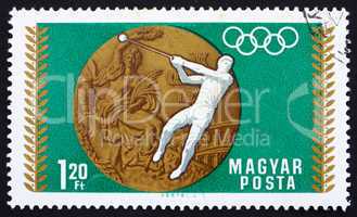 Postage stamp Hungary 1969 Hammer Throwing, Olympic sports, Mexi