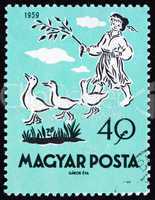 Postage stamp Hungary 1959 Matt, the Goose Boy, Fairy Tale