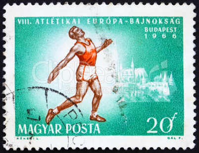 Postage stamp Hungary 1966 Discus Thrower and Matthias Cathedral