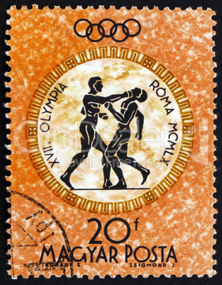 Postage stamp Hungary 1960 Boxers, Olympic sports, Rome 60