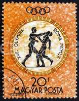 Postage stamp Hungary 1960 Boxers, Olympic sports, Rome 60