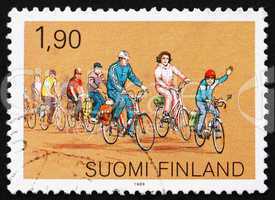 Postage stamp Finland 1989 Cycling, Sports for the Family