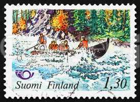Postage stamp Finland 1983 Kitkajoki River Rapids, Finland