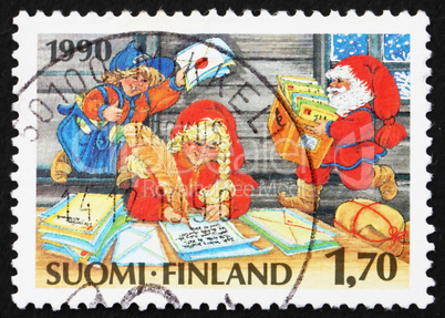 Postage stamp Finland 1990 Santa?s Elves, Christmas
