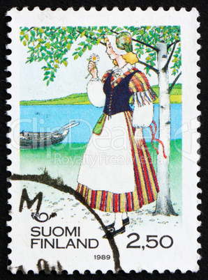 Postage stamp Finland 1989 Woman from Veteli