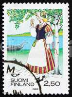 Postage stamp Finland 1989 Woman from Veteli