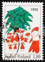 Postage stamp Finland 1993 Santa and Christmas Tree