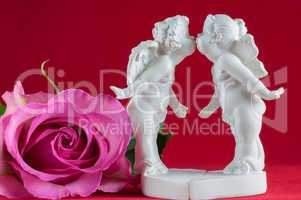 angels kissing and pink rose