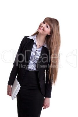 Happy business woman in suit