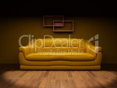 Sofa in a dark room