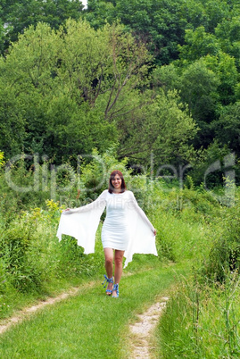 Young woman walking