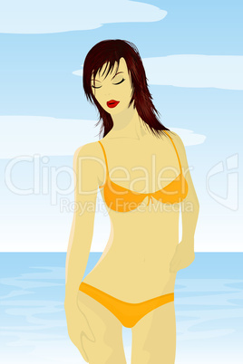 Red hair girl on the beach