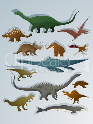 Cartoon style dinosaurs