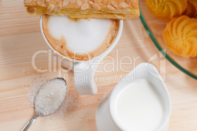 fresh breakfast coffee and pastry