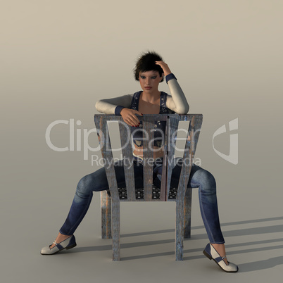 Frau auf einem Stuhl