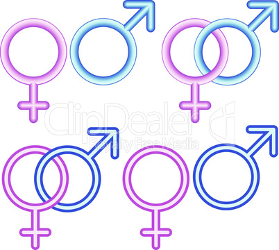 Male and  female symbols.