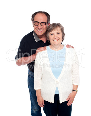 Portrait of smiling aged couple in love