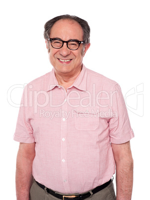 Cheerful senior citizen wearing eyeglasses