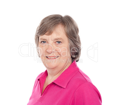 Closeup image of smiling aged lady