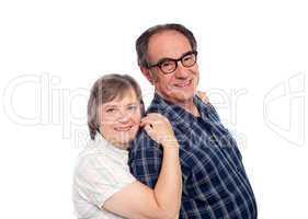 Closeup portrait of cheerful senior couple
