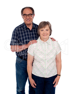 Aged love couple posing with smile