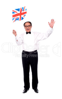 Stylish aged man celebrating success