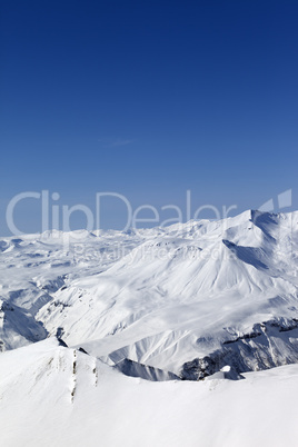 Snowy mountains.