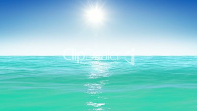 Sea and sun. Blue sky. Looped animation. HD 1080.
