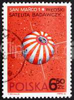 Postage stamp Poland 1966 San Marco 1, Italian Satellite