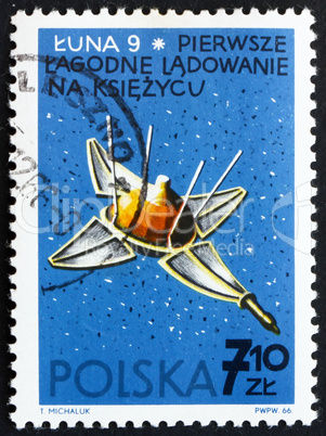 Postage stamp Poland 1966 Luna 9, USSR Spacecraft