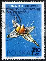 Postage stamp Poland 1966 Luna 9, USSR Spacecraft