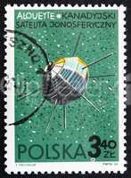 Postage stamp Poland 1966 Alouette, Canadian Satellite