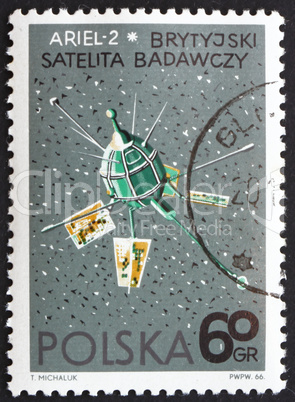 Postage stamp Poland 1966 Ariel 2, Satellite by Great Britain