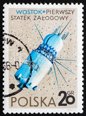 Postage stamp Poland 1966 Vostok, USSR Spacecraft