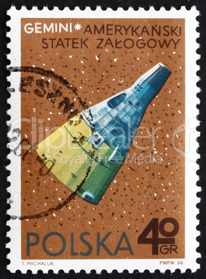 Postage stamp Poland 1966 Gemini, American Spacecraft