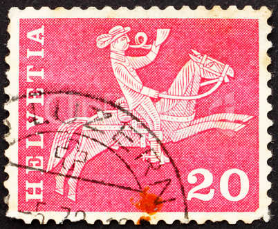 Postage stamp Switzerland 1960 Postilion on Horseback