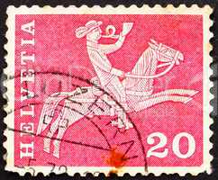 Postage stamp Switzerland 1960 Postilion on Horseback