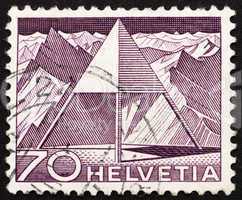 Postage stamp Switzerland 1949 Triangulation Point