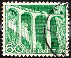 Postage stamp Switzerland 1949 Railway viaduct
