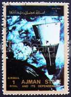 Postage stamp Ajman 1973 Rendezvous of Gemini 6 and 7