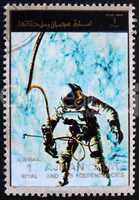 Postage stamp Ajman 1973 Edward White during Spacewalk, Gemini 4