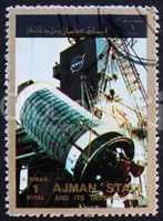 Postage stamp Ajman 1973 Assembly of a Rocket